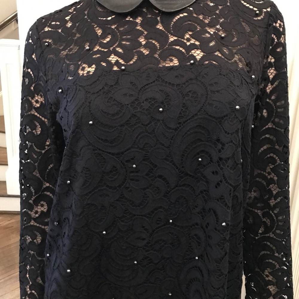 The Kooples black lace leather trim M